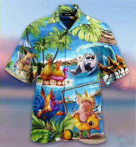 Stay Cool Duck Rooster Pig And Cow Hawaii Shirt Unisex Adult Ha16642