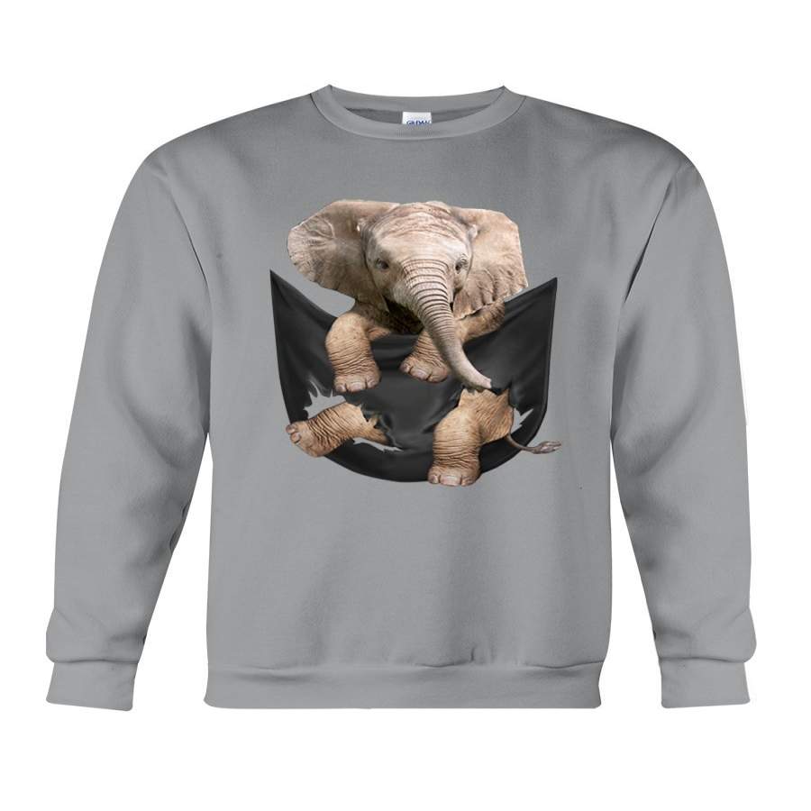 Adorable Baby Elephant In Middle Pocket For Elephant Lovers Sweatshirt