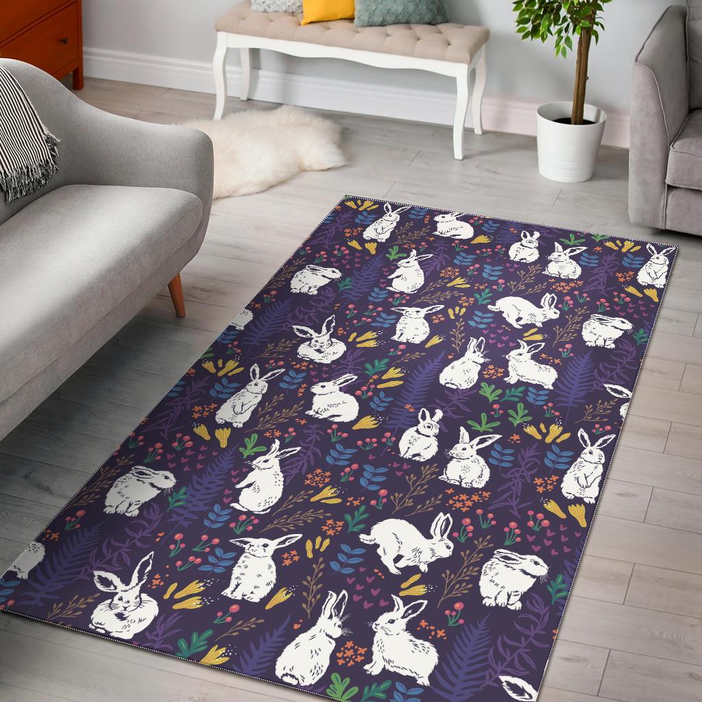 Rabbit Leaves Pattern Area Rug