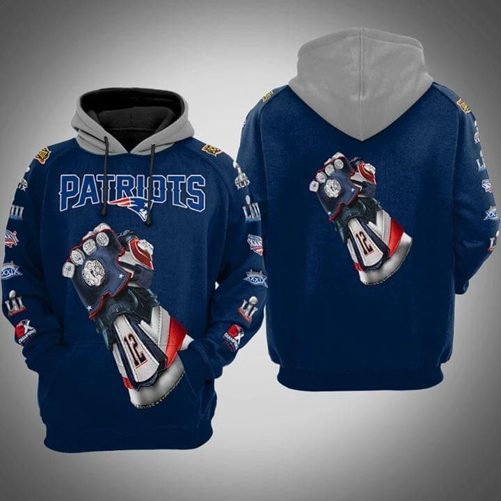 New England Patriots Tom Brady Infinity Gauntlet Zip 3D Hoodie