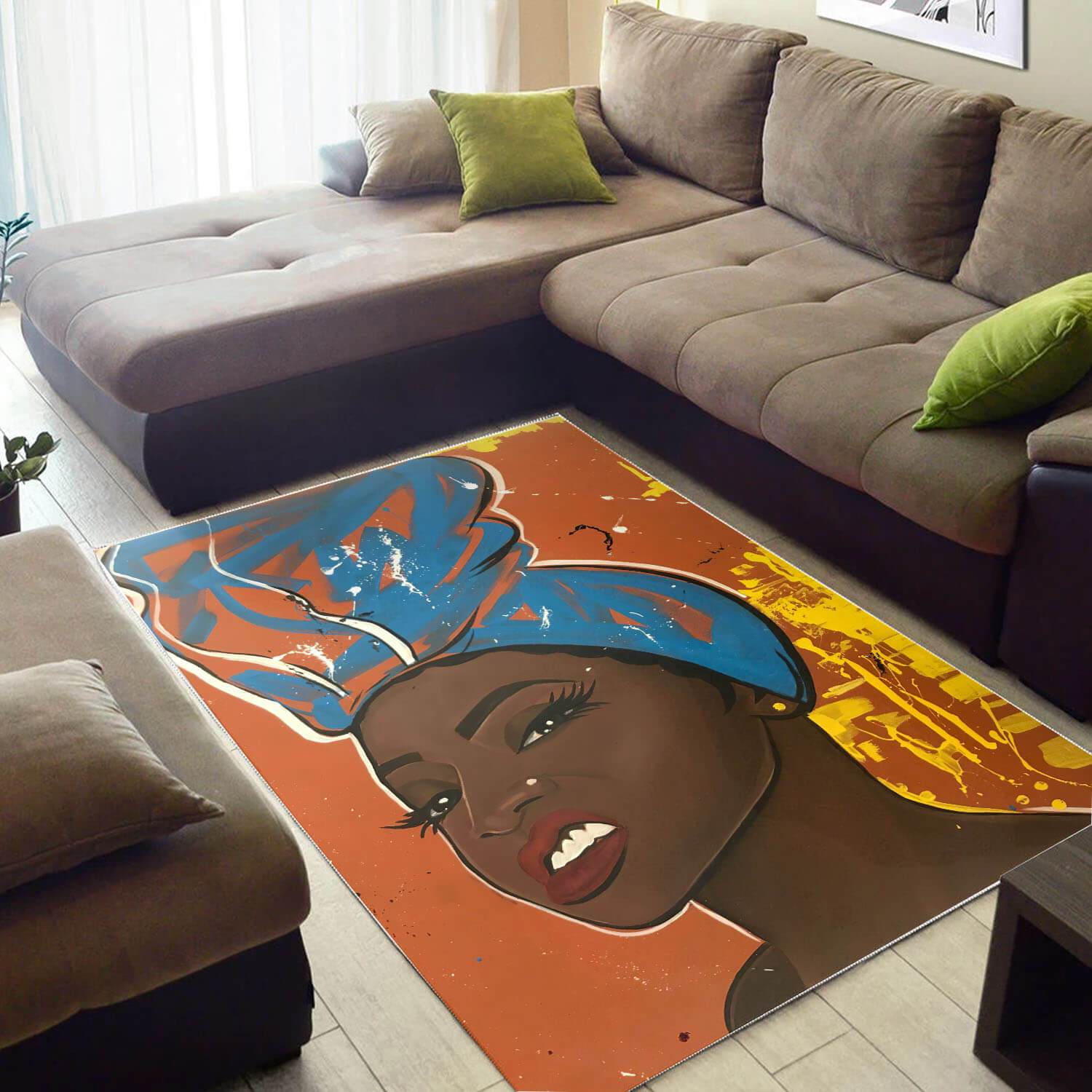 African American Area Rugs Pretty Afrocentric Lady African American Art Rug Modern African Themed Living Room WBG10894