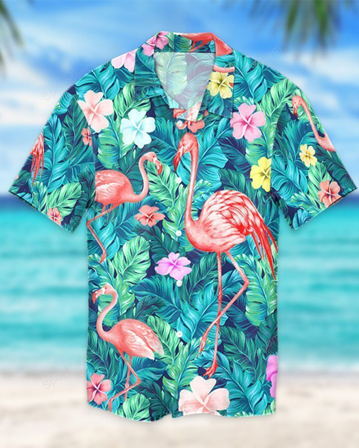 Flamingo Green Tropical Hawaii Shirt Ha28747