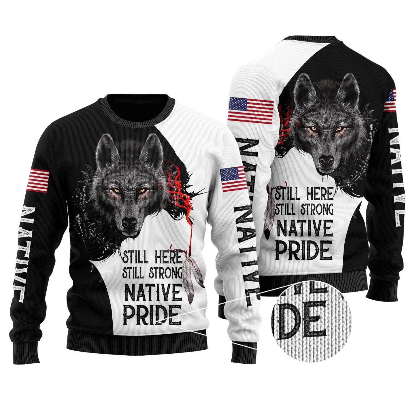 Wolf – Native Pride Ugly Christmas Sweater | Unisex | Adult | Us3890