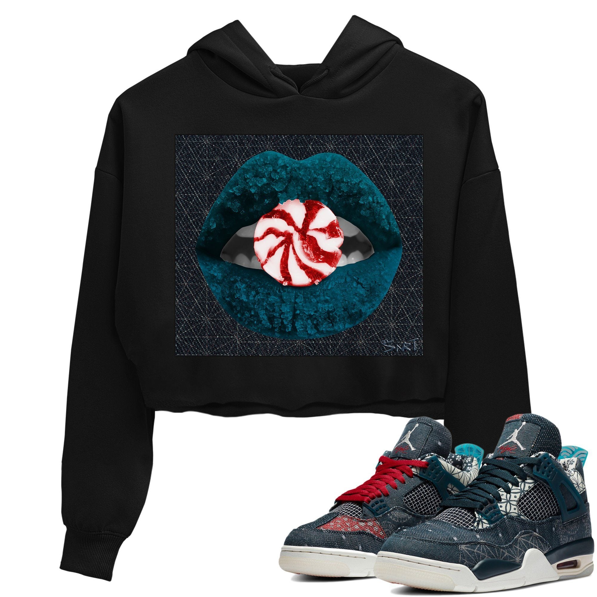 Lips Candy Crop Hoodie – Air Jordan 4 Deep Ocean