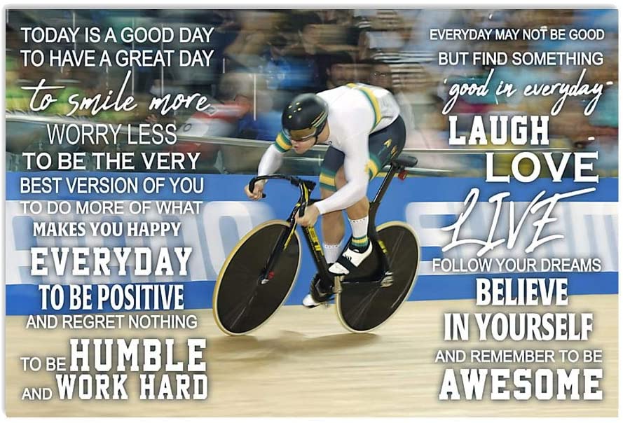 Vintage Man Track Cycling – Good Day Believe In Yourself Follow Your Dreams Poster Art Print      Home Decor Gift For Men Women Family Friend On Birthday Xmas