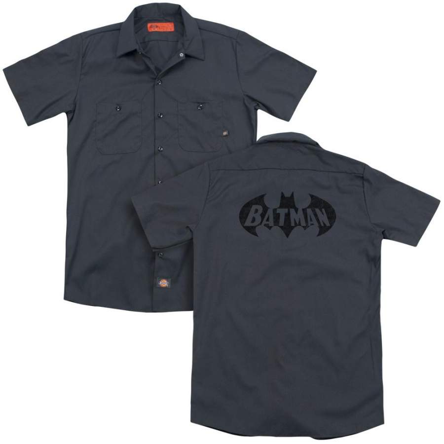 Batman – Crackle Bat (Back Print) Adult Work Shirt