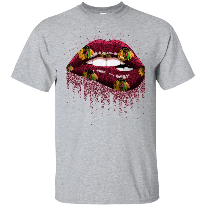 Glitter Lips Shirt For Chicago Blackhawks Fans Cotton T-Shirt