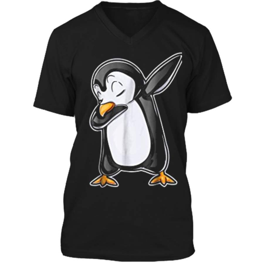 Dabbing Penguin Dab Dance Bird Funny Gifts  Mens Printed V-Neck T