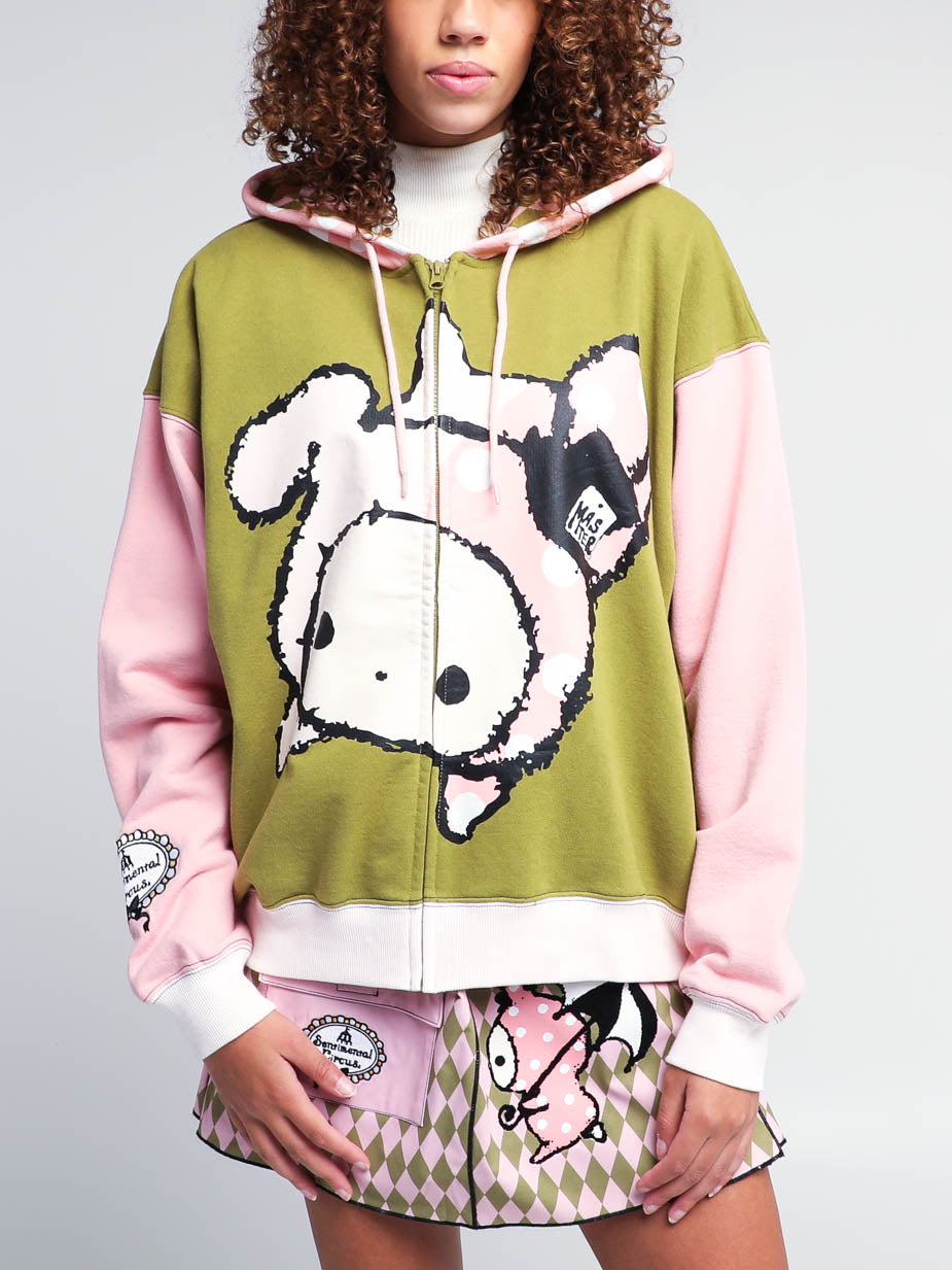 Shappo Green And Pink Contrast Hoodie