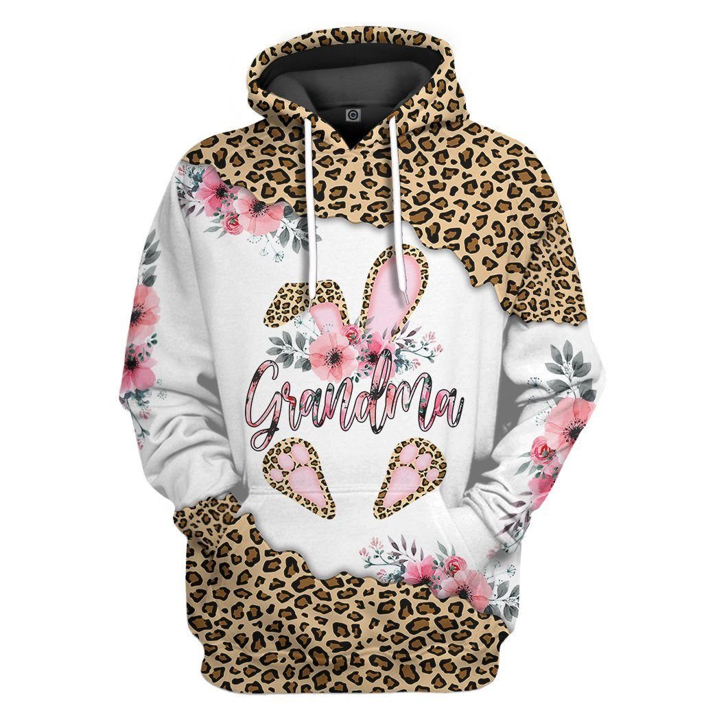 Mysticlife 3D Happy Mothers Day Grandma Bunny Easter Leopard Custom Hoodie