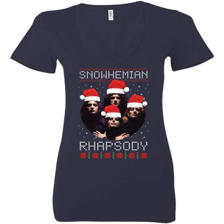 Snowhemian Rhapsody Ugly Christmas Ladies Deep V-Neck