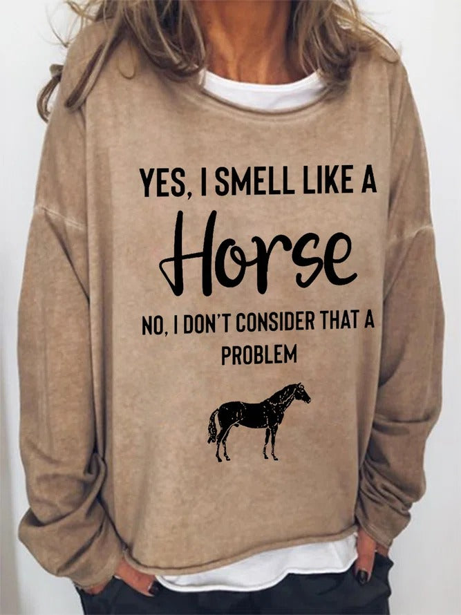 Women’S Yes I Smell Like A Horse Animal Simple Sweatshirt