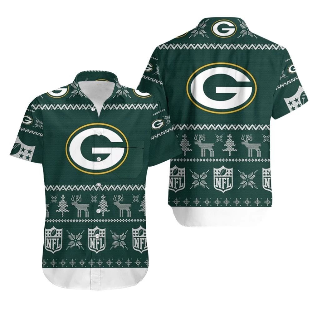 Green Bay Packers Ugly Sweatshirt Christmas 3D Hawaiian Shirt Combo Beach