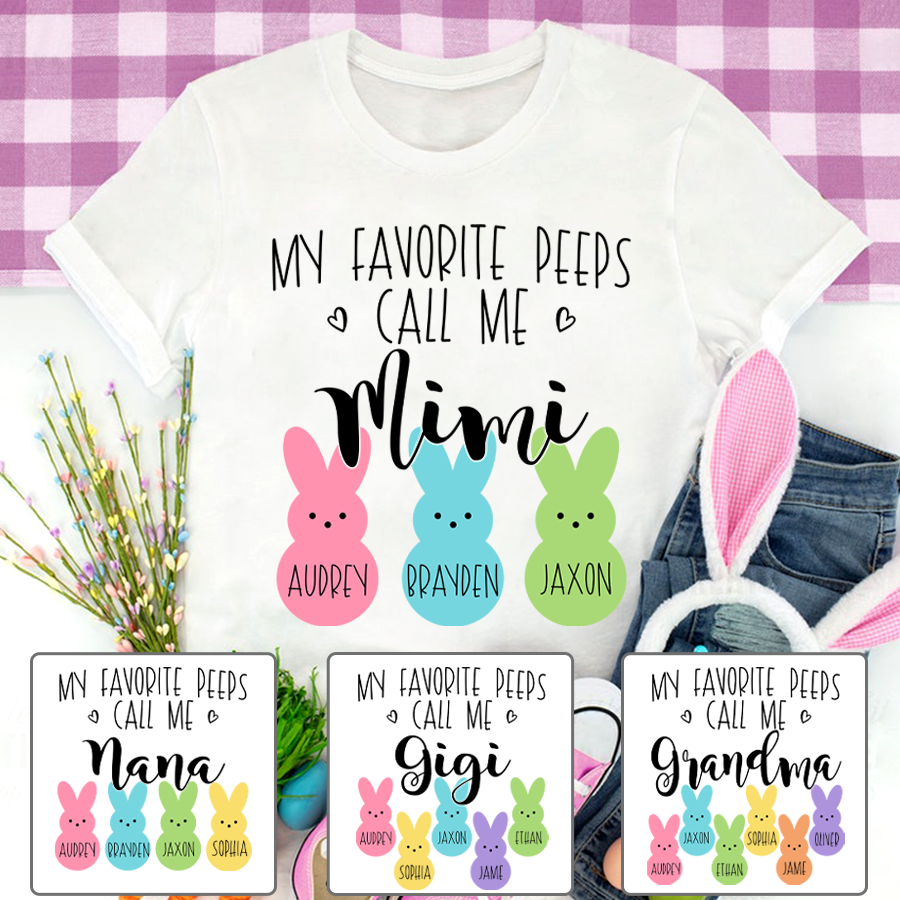 Personalized My Favorite Peeps Call Me Mimi With Grandkids Easter Bunny T-Shirt