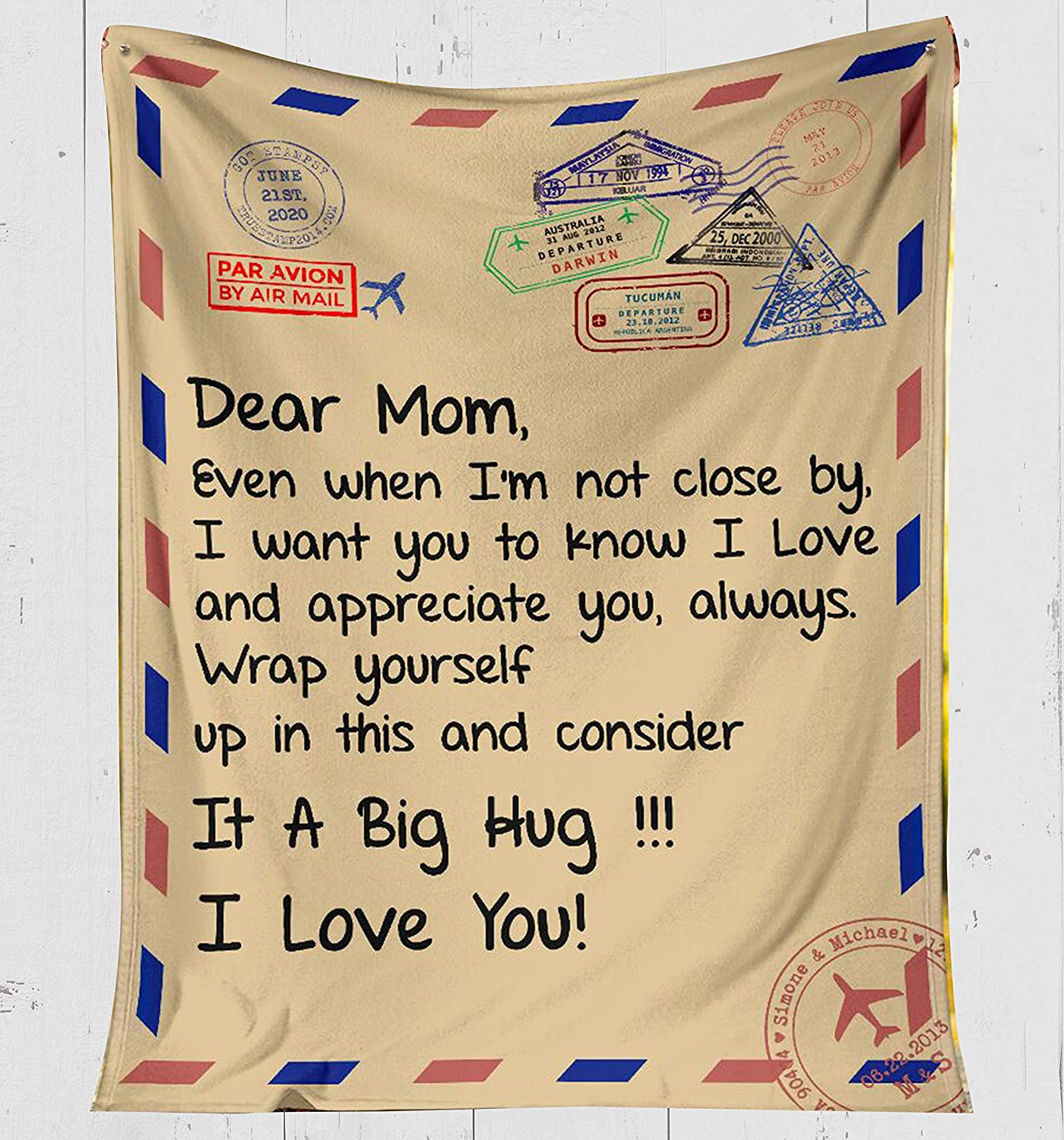 Fleece Blanket -Email Fleece Blanket-to My mom, it a Big Hug -Fleece Blanket 3D Soft Cozy Lightweight Durable Plush Throw Blanket for Bedroom Living, Gift for Mother