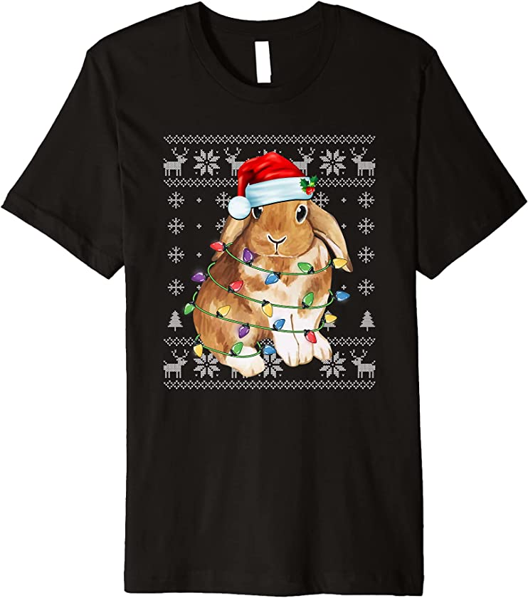 Christmas Rabbit Santa Hat Bunny Lover Gift Merry Christmas Premium T-Shirt