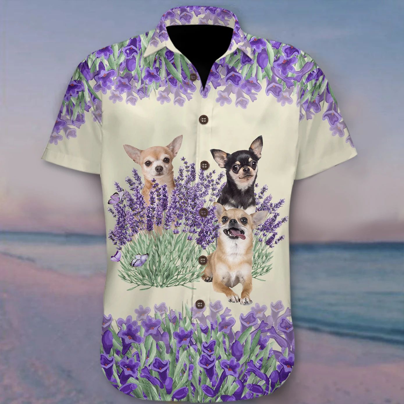 Chihuahua Hawaiian Shirt Lavender Color Graphic Tee Gift For Dog Mom Dad Ha34007