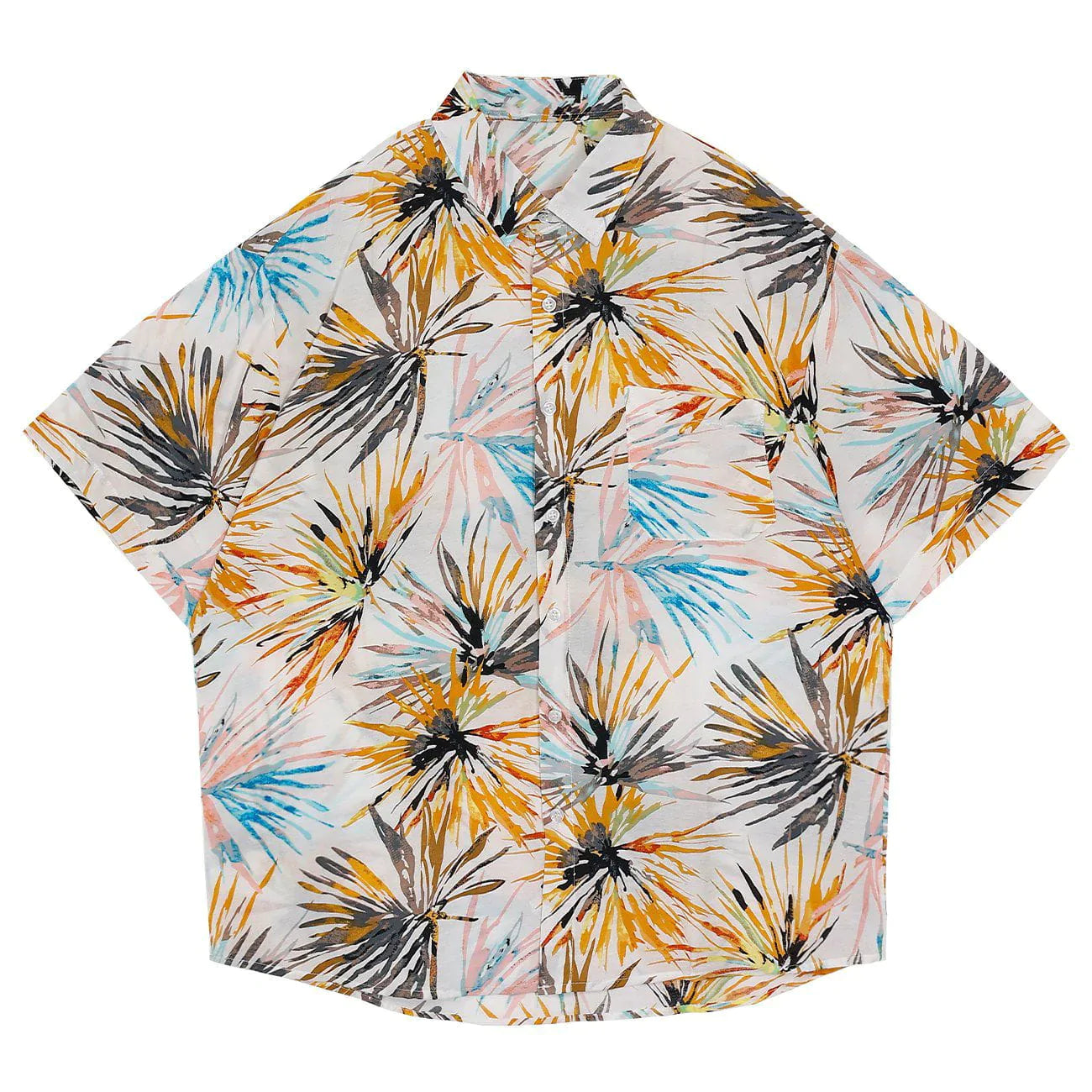 Talishko™ – Painted Leaves Printing Short Sleeve Shirt