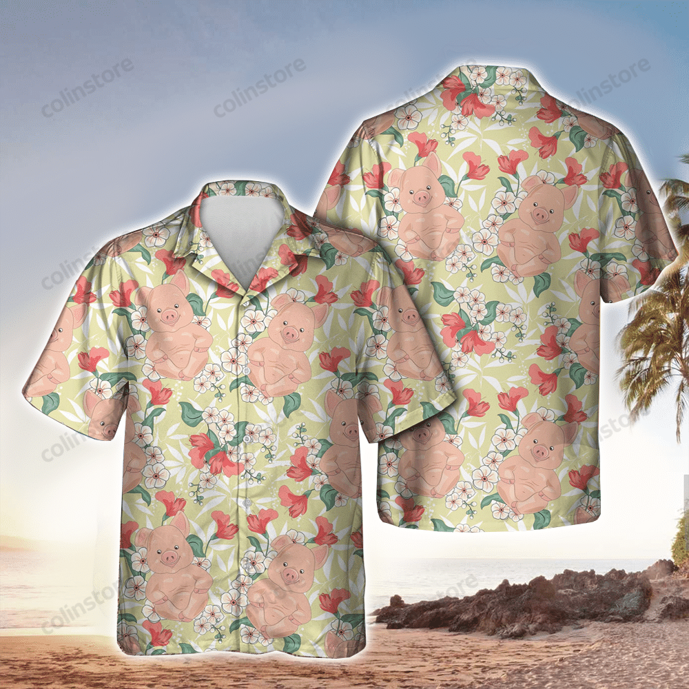 Pig Vintage Hawaii Shirt Aloha Tropical Sleeve Summer All Size Ha29736