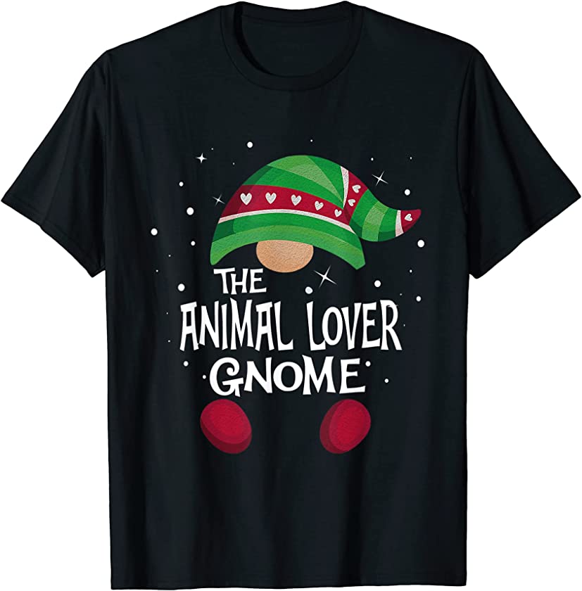 Animal lover Gnome Buffalo Plaid Matching Family Christmas T-Shirt