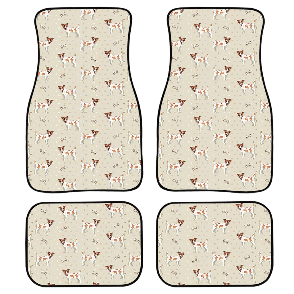 Polka Dot Jack Russell Terrier Print Front And Back Car Floor Mats, Front Car Mat