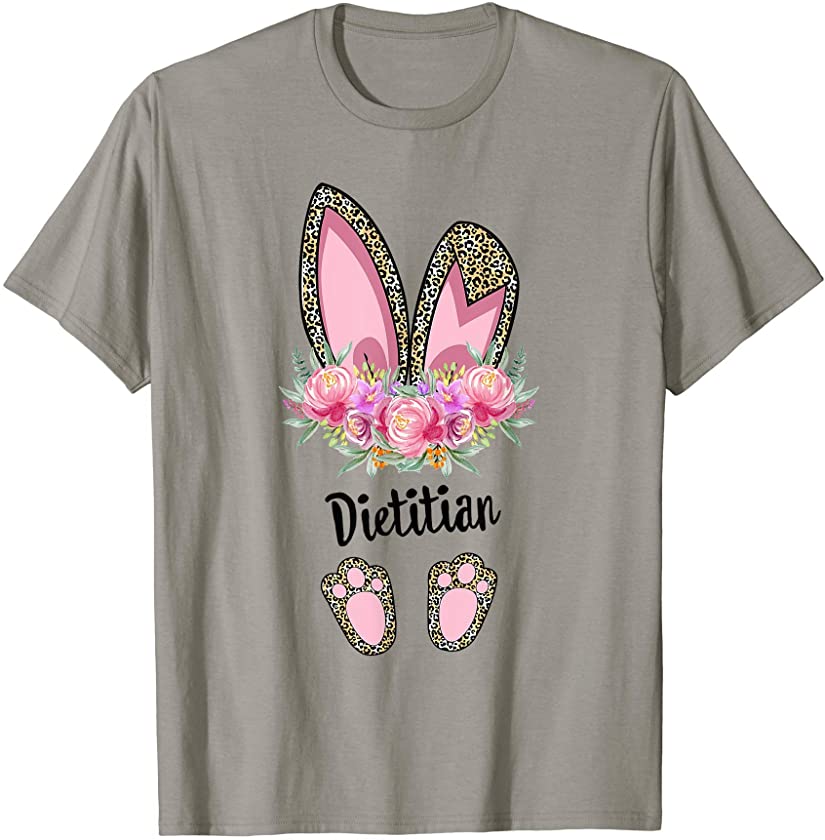 dietitian Bunny Leopard, Floral Easter & Mother’s Day T-Shirt