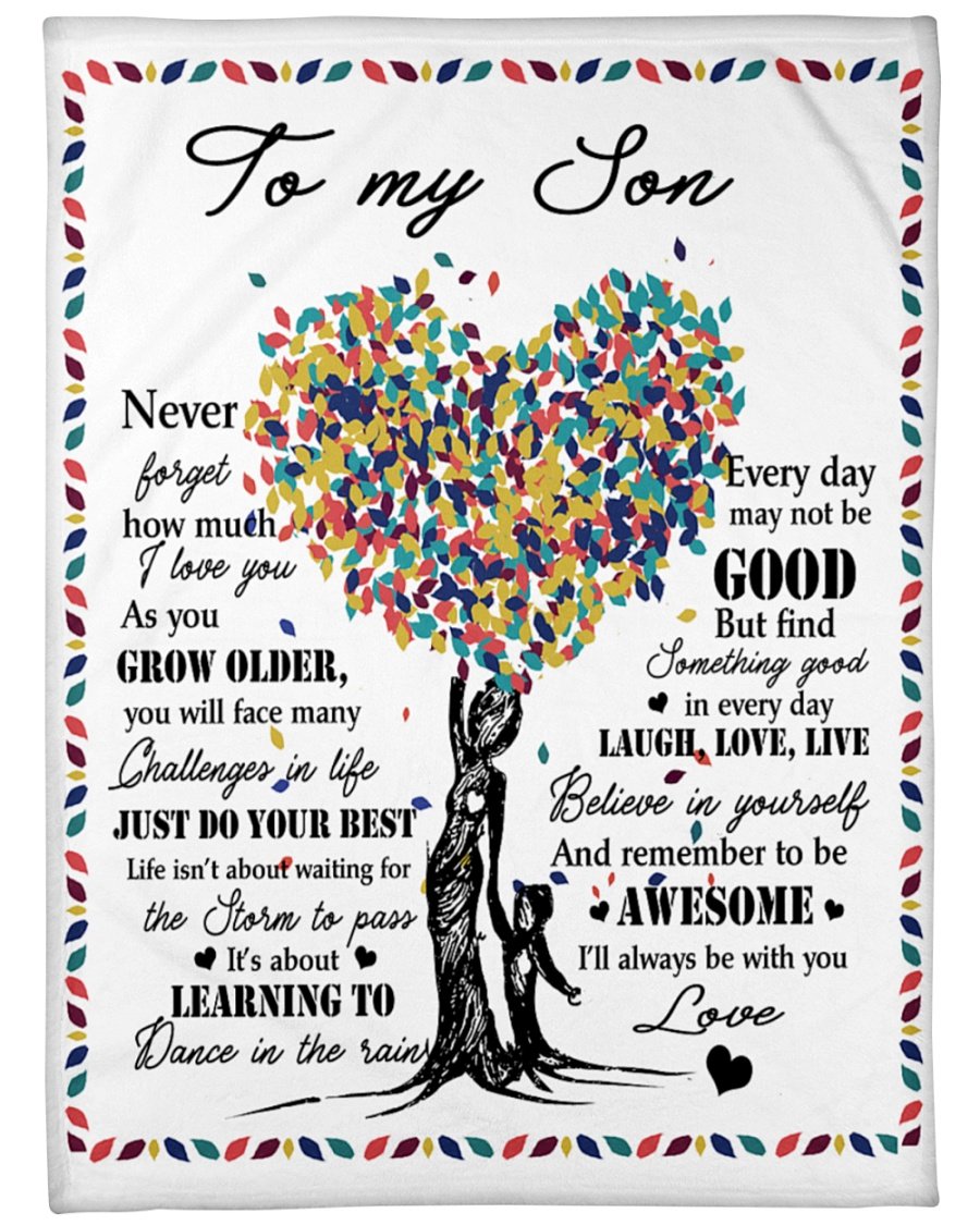 To My Son I ll Aways Be With You Fleece Blanket – Quilt Blanket Gift For Son Brithday Gift Family Gift Gift From Mom To Son Home Decor Bedding Couch Sofa Soft and Comfy Cozy