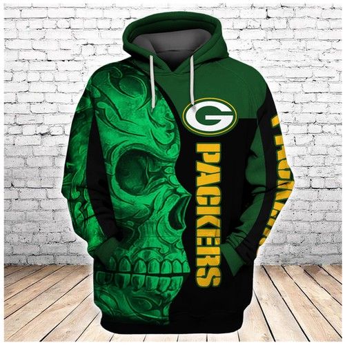 Green Bay Packers Tribal Skull Men And Women 3D Full Printing Hoodie 3D Zipper Hoodie Green Bay Packers 3D Full Printing Shirt