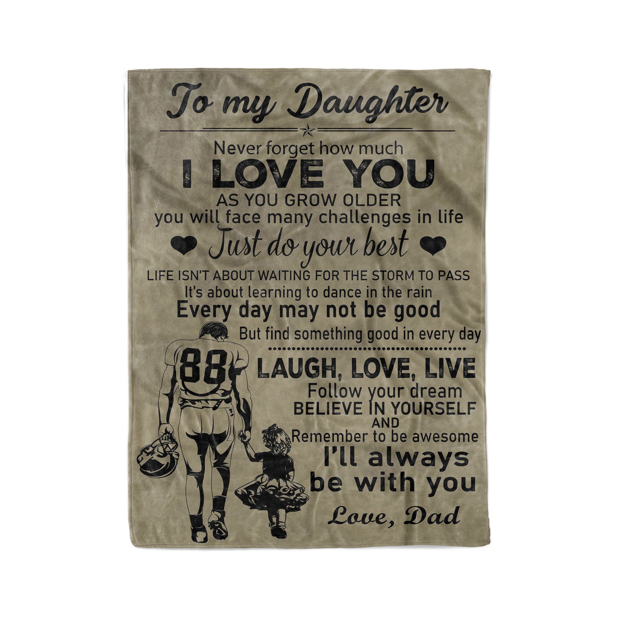 Fleece American football Blanket dad to daughter never forget how much I love you