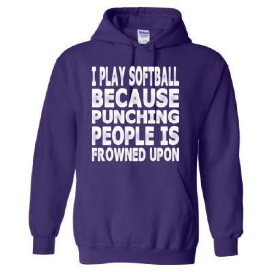 AGR I Play Softball Because Punching People Is Frowned Upon – Heavy Blend™ Hooded Sweatshirt