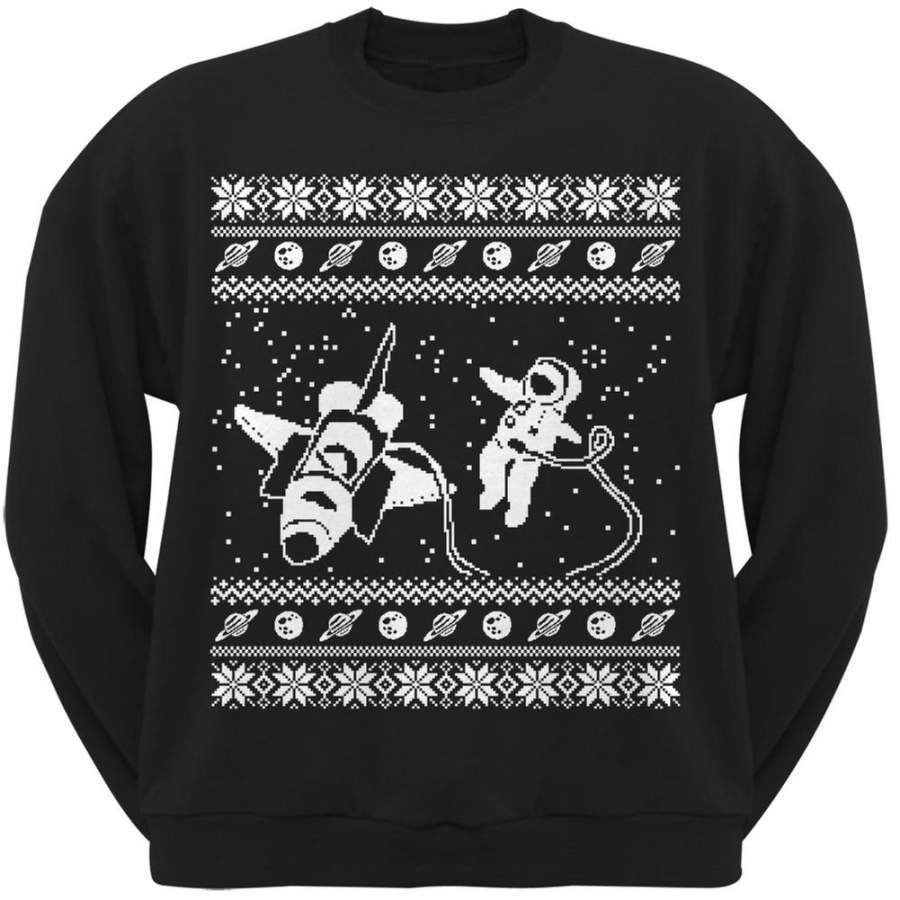 Astronaut in Space Ugly Christmas Sweater Black Sweatshirt