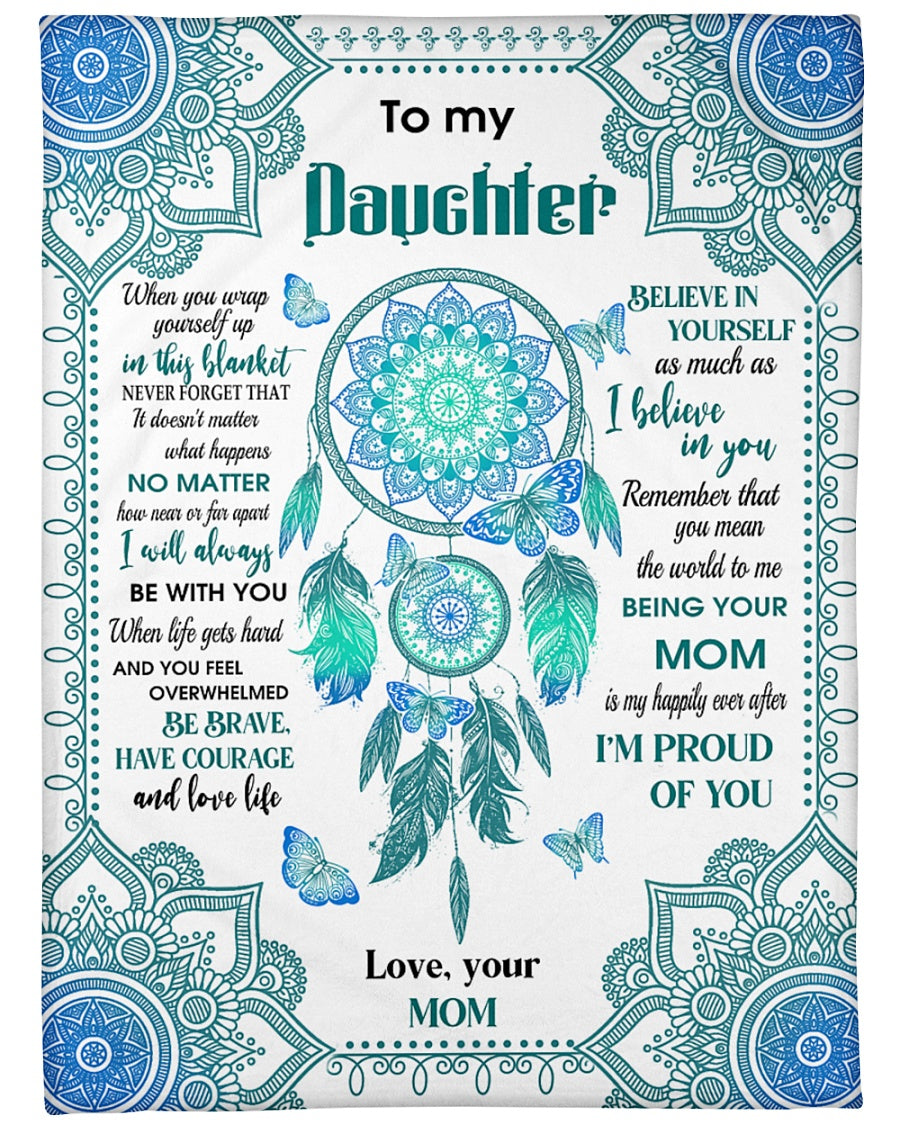 To My Daughter Fleece Blanket, I’M Proud Of You – Lovely Gift For Daughter From Mom Birthday Gift Home Decor Bedding Couch Sofa Soft And Comfy Cozy