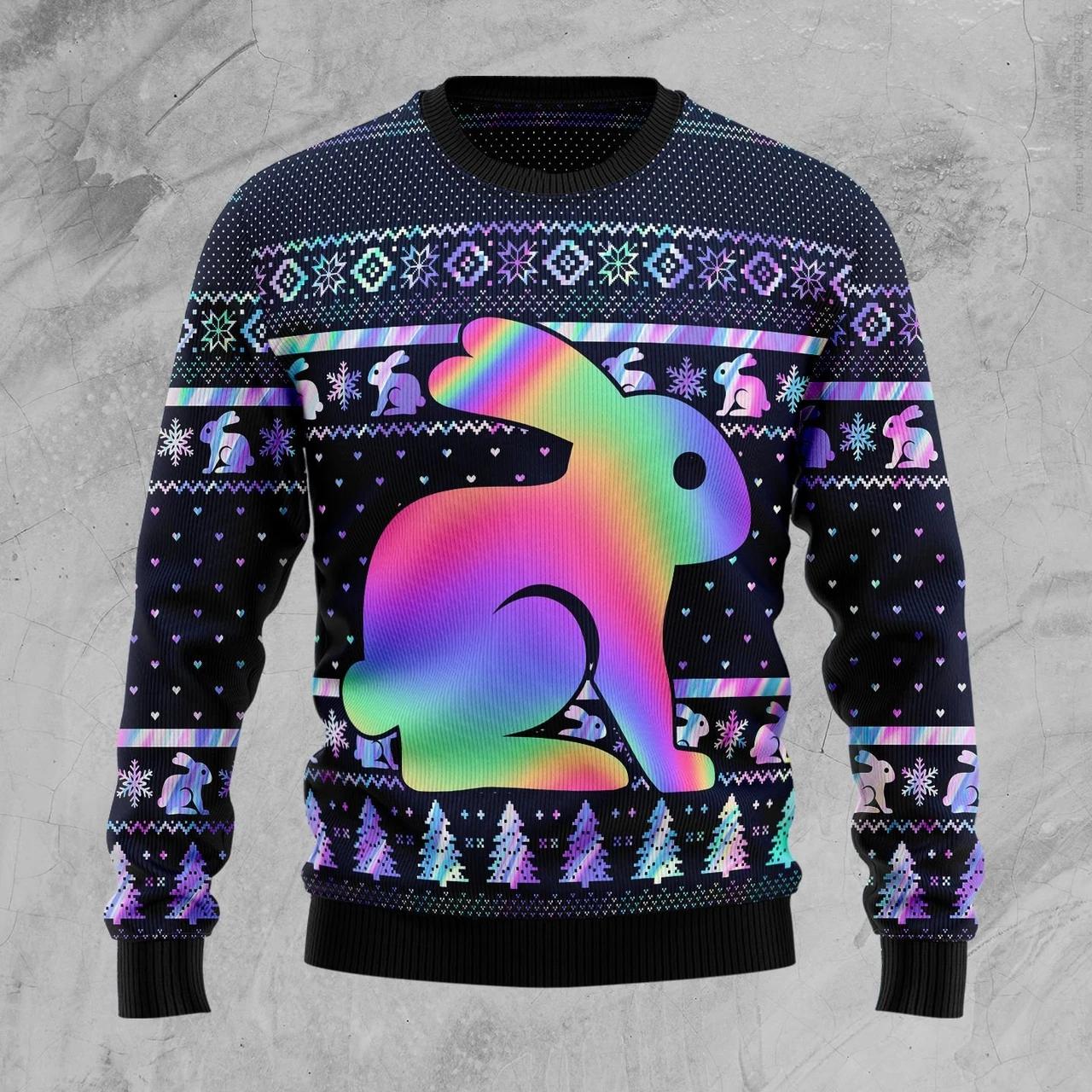 Cute Colorful Rabbit Ugly Christmas Sweater | Adult | Us1958