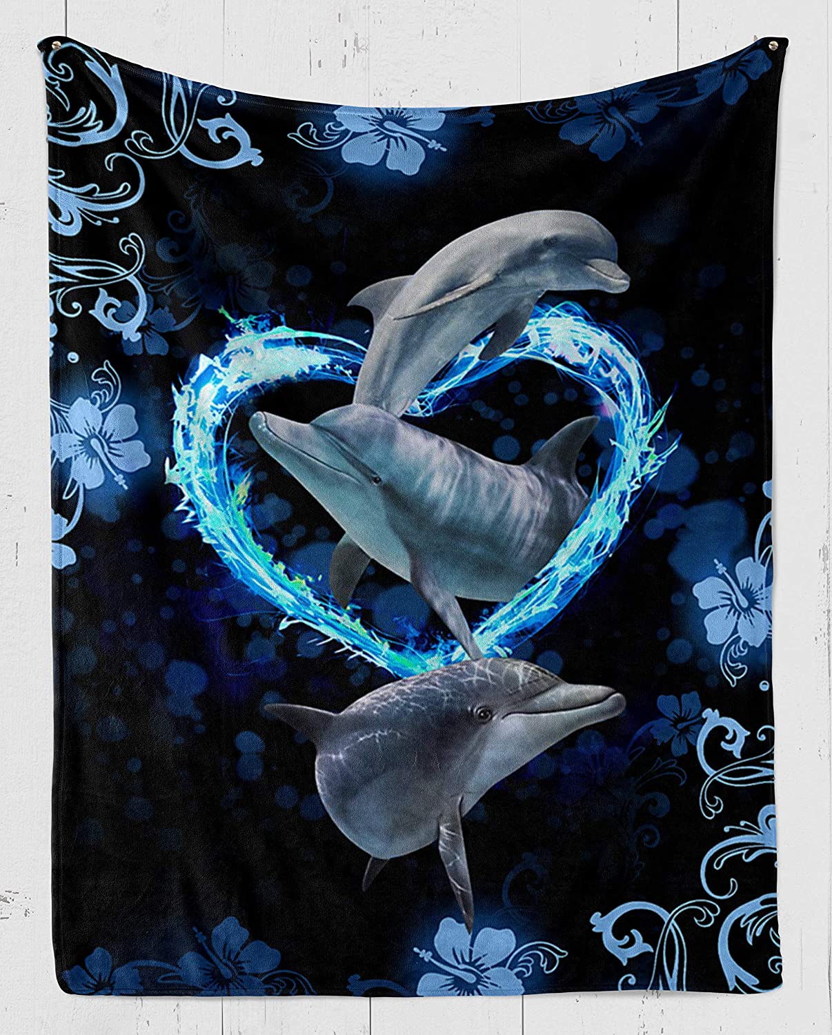 Beautiful Dolphins Fleece Blanket – Dolphins 3D Blanket. Pattern Super Soft Fleece Blanket For Bed Couch Sofa Lightweight Travelling Camping Blanket All Season.