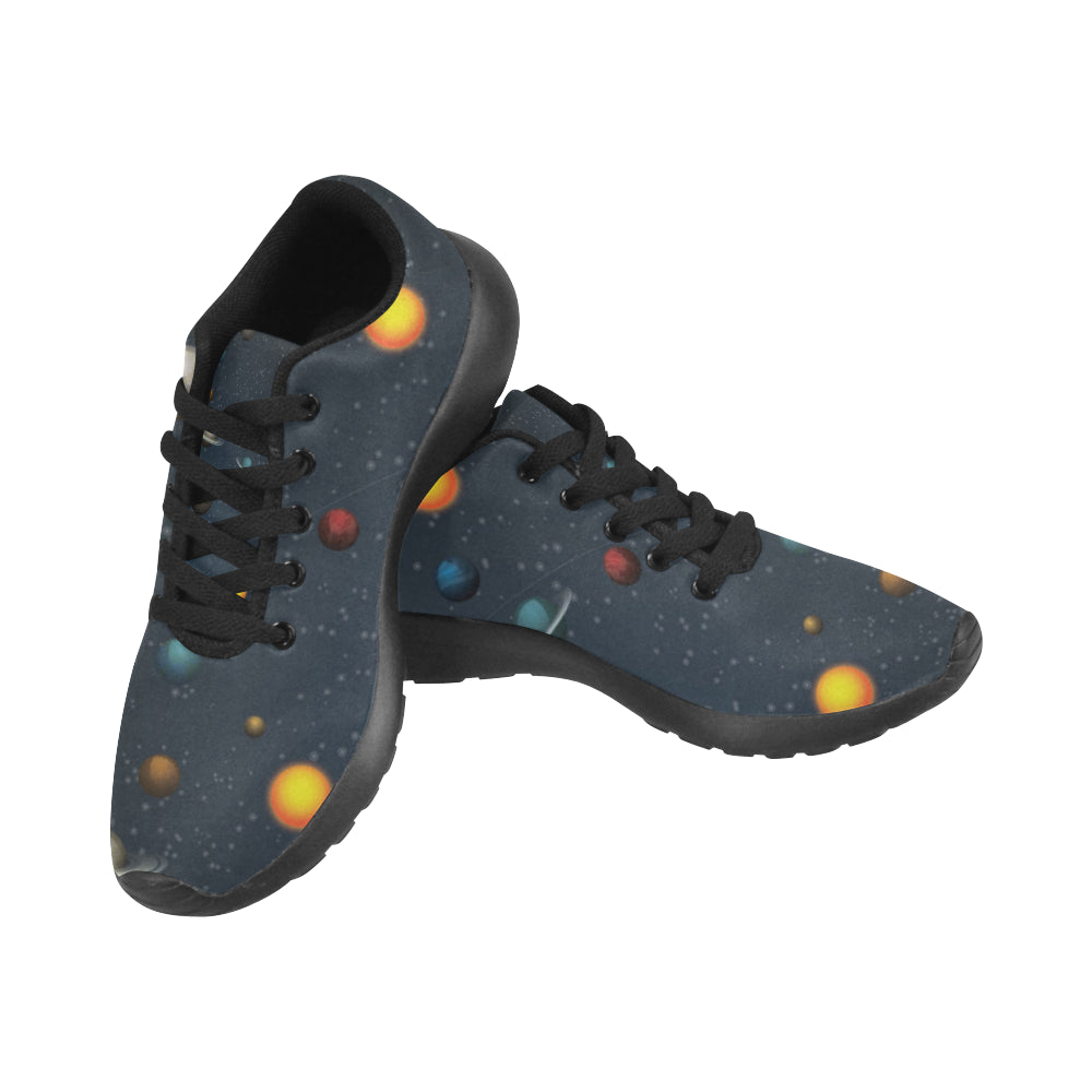 Planet Pattern Black Sneakers for Men