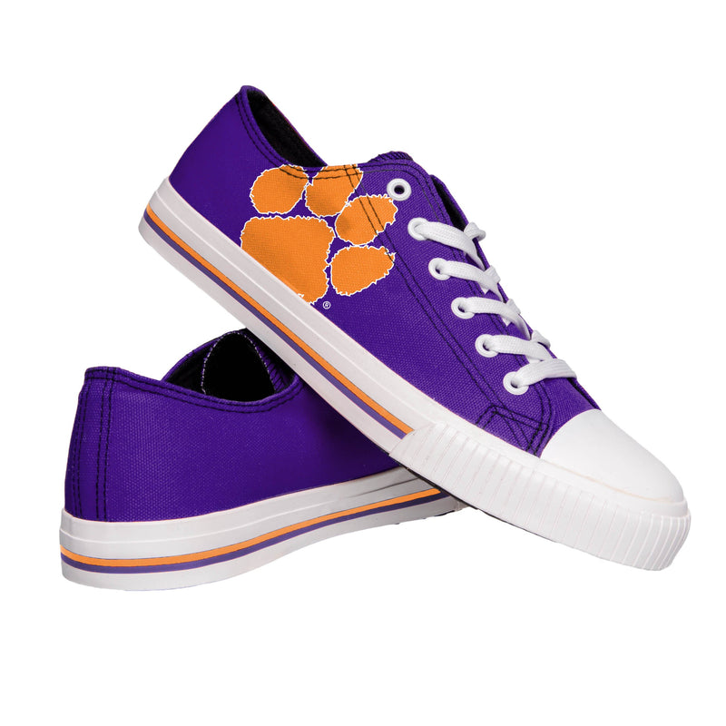 Clemson Tigers NCAA Mens Low Top Big Logo Canvas Shoes