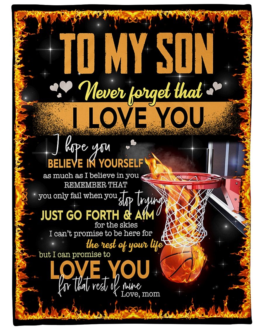 To My Son Never Forget That I Love You Blanket Gift For Son Brithday Gift Family Gift Gift From Mom To Son Home Decor Bedding Couch Sofa Soft and Comfy Cozy