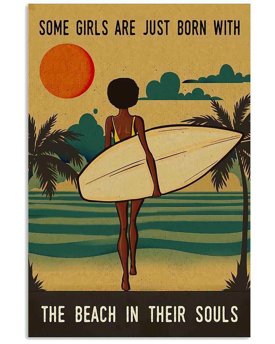 Some black girls are just born with beach in their souls poster canvas