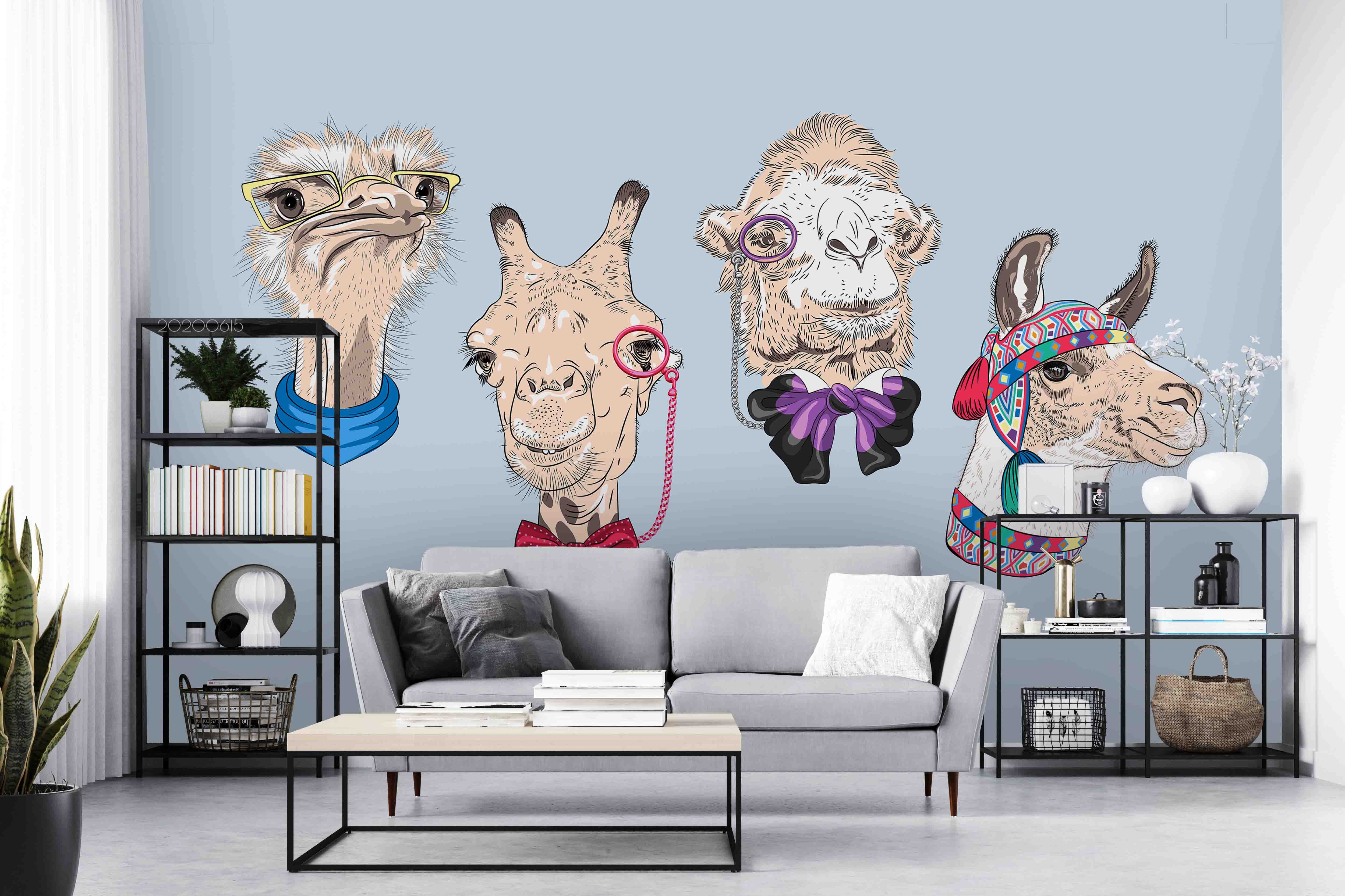 3D Animal Blue Wall Mural Wallpaper A027 Lqh