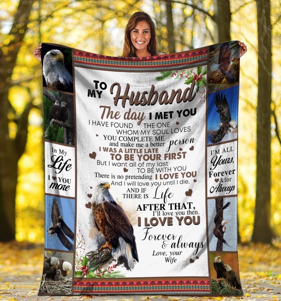 To My Husband In My Life I Love You More – Eagle Fleece Blanket Gift For Husband For Valentine’S Day Home Decor Bedding Couch Sofa Soft And Comfy Cozy