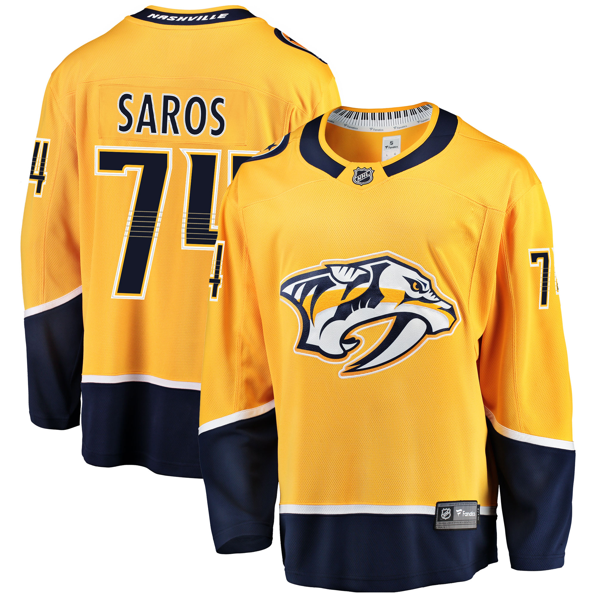 Men's Nashville Predators Juuse Saros Gold Breakaway Player Jersey