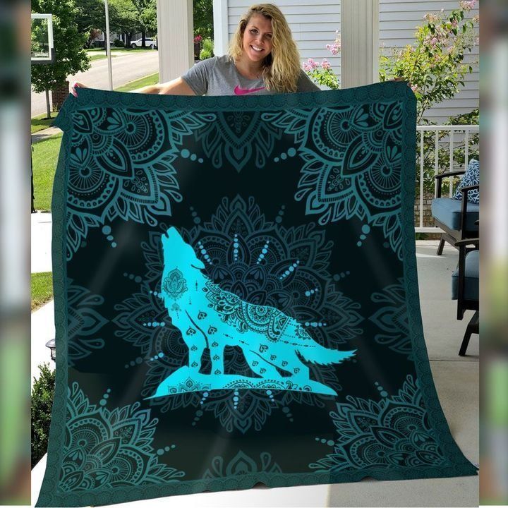 Wolf Mandala Animal Quilt Blanket