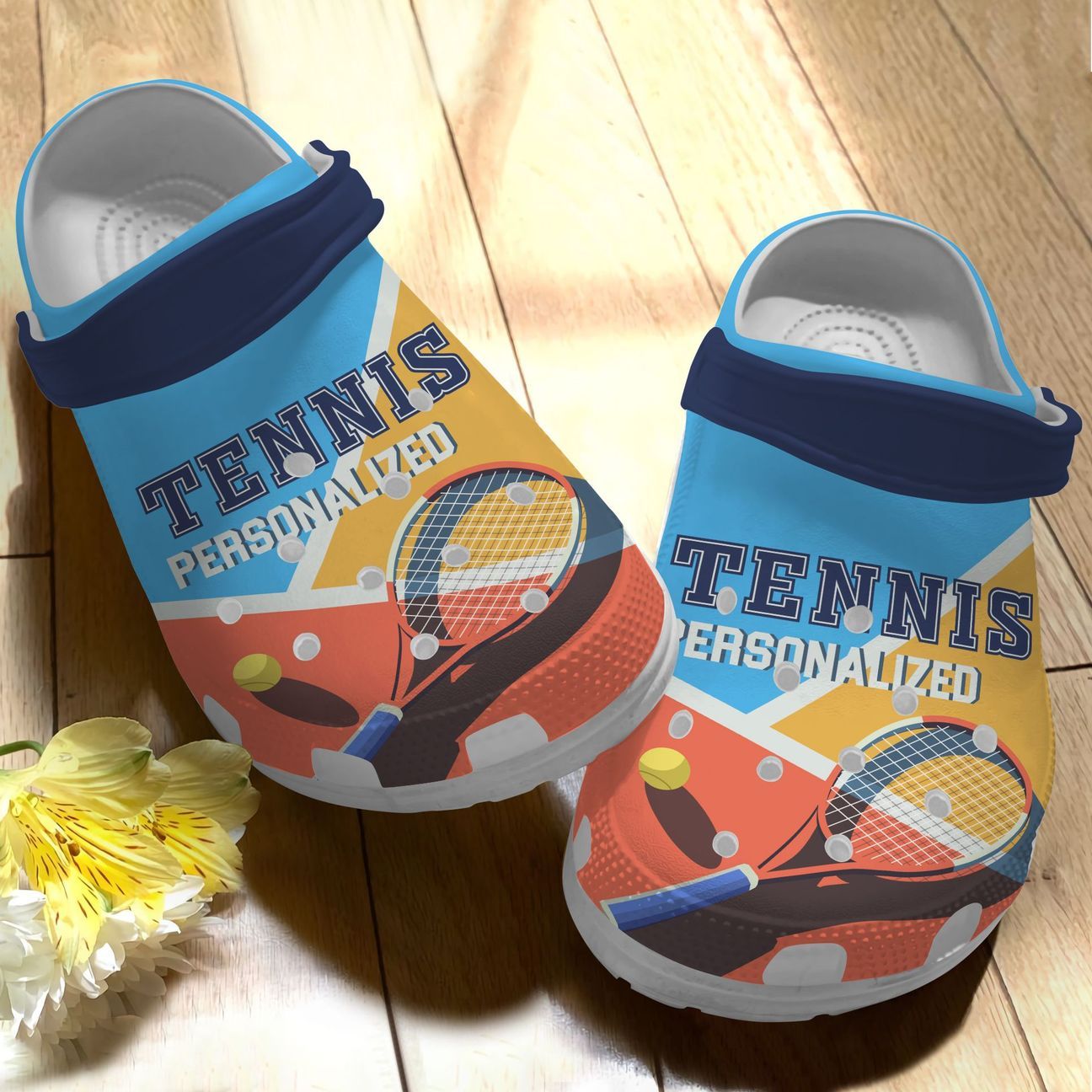 Tennis Color Block Personalized Clog, Custom Name, Text, Color, Number Fashion Style For Women, Men, Kid, Print 3D