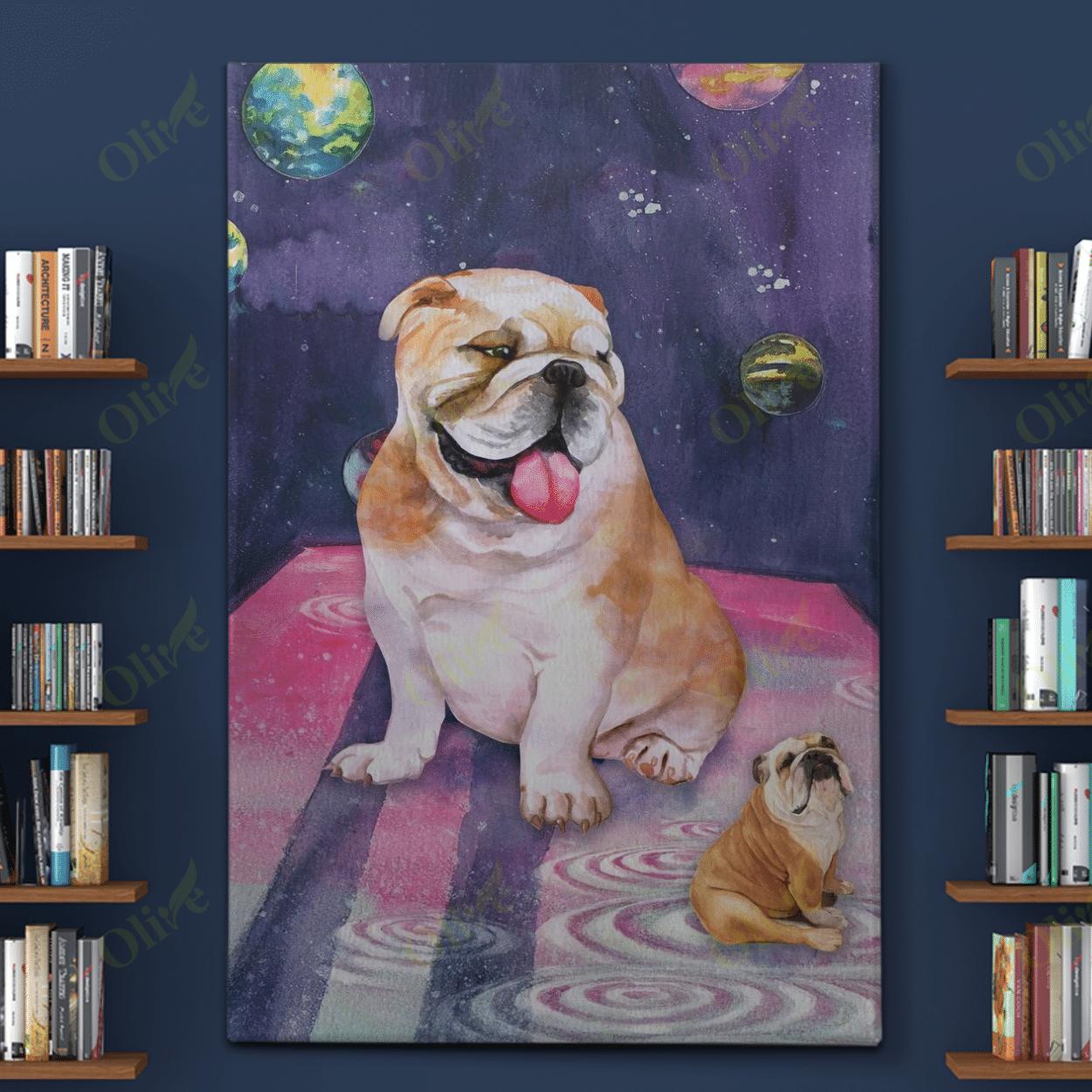 English Bulldog – Colorful Angel Canvas And Poster | Wall Decor Visual Art
