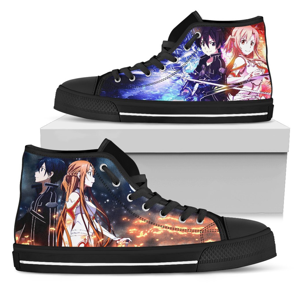 Sword Art Online Asuna Kirito Hi Top Sneakers Sao Anime Shoes