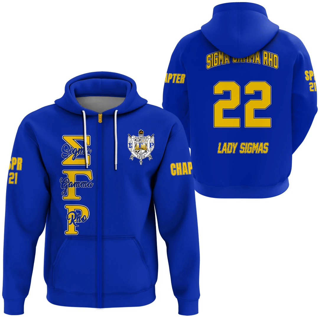 Sorority Hoodie – Personalized Sigma Gamma Rho Blue Zip Hoodie