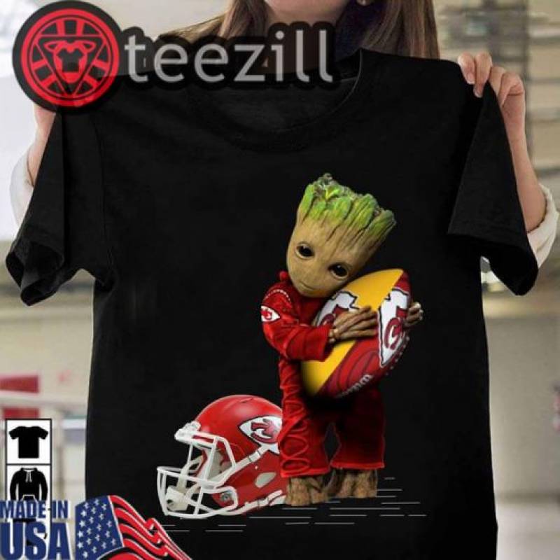 Baby Groot Hugging Kansas City Chiefs Shirt