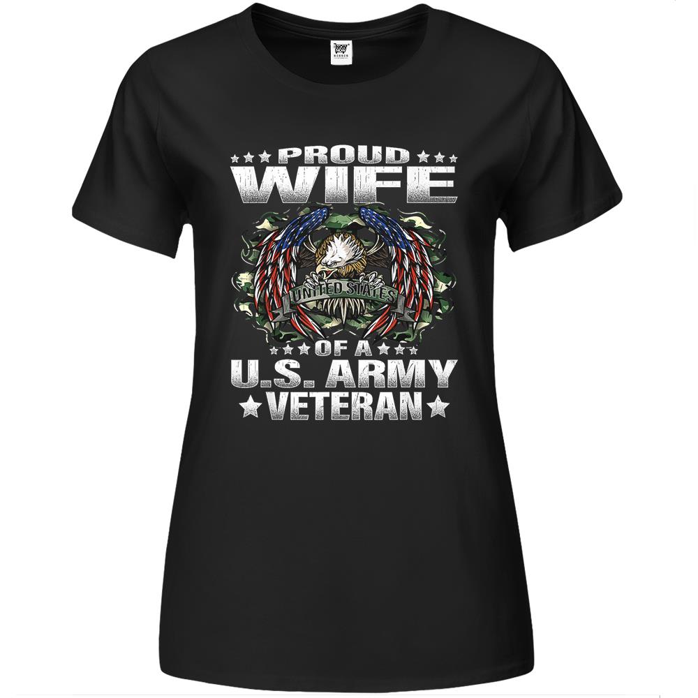 Proud Wife Of A Us Army Veteran Military Vet’S Spouse Premium Womens T ...