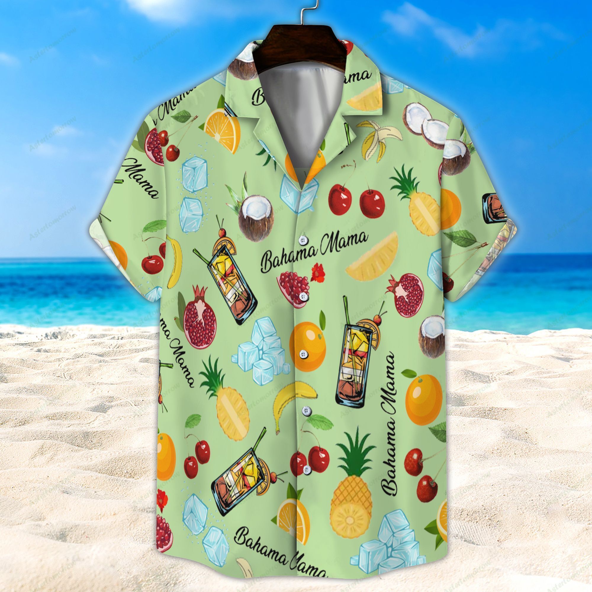 Bahama Mama Cocktail Light Green Unisex Hawaiian Shirt Beach Hawaiian Ha3407