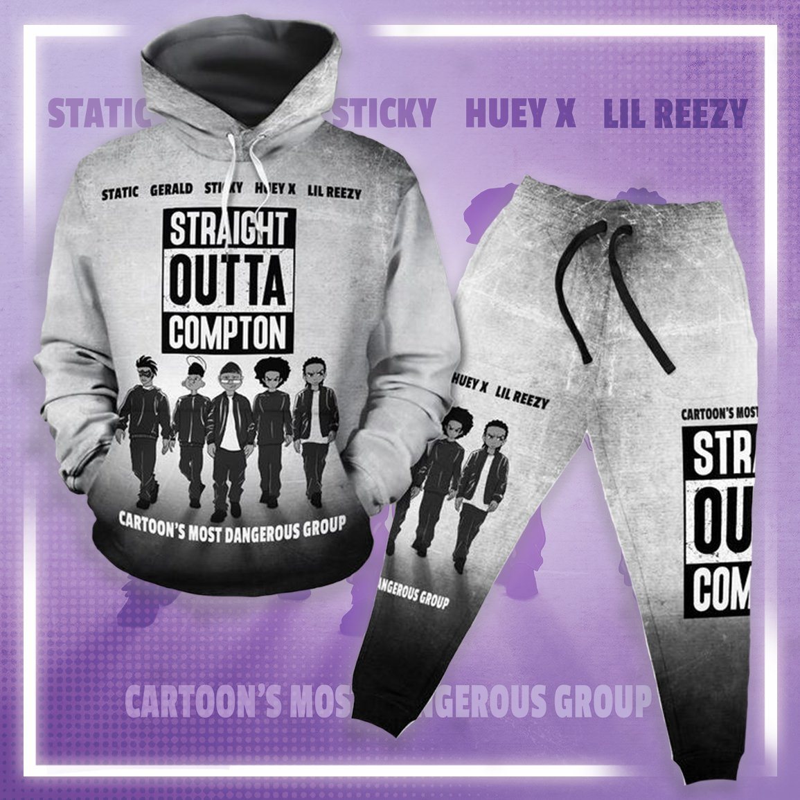 Cartoon’s Most Dangerous Group Fleece All-over Hoodie And Joggers Set